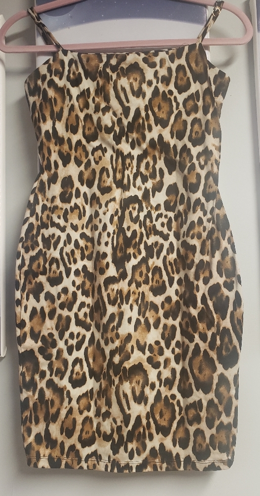 Spaghetti strap leopard dress (worn once)